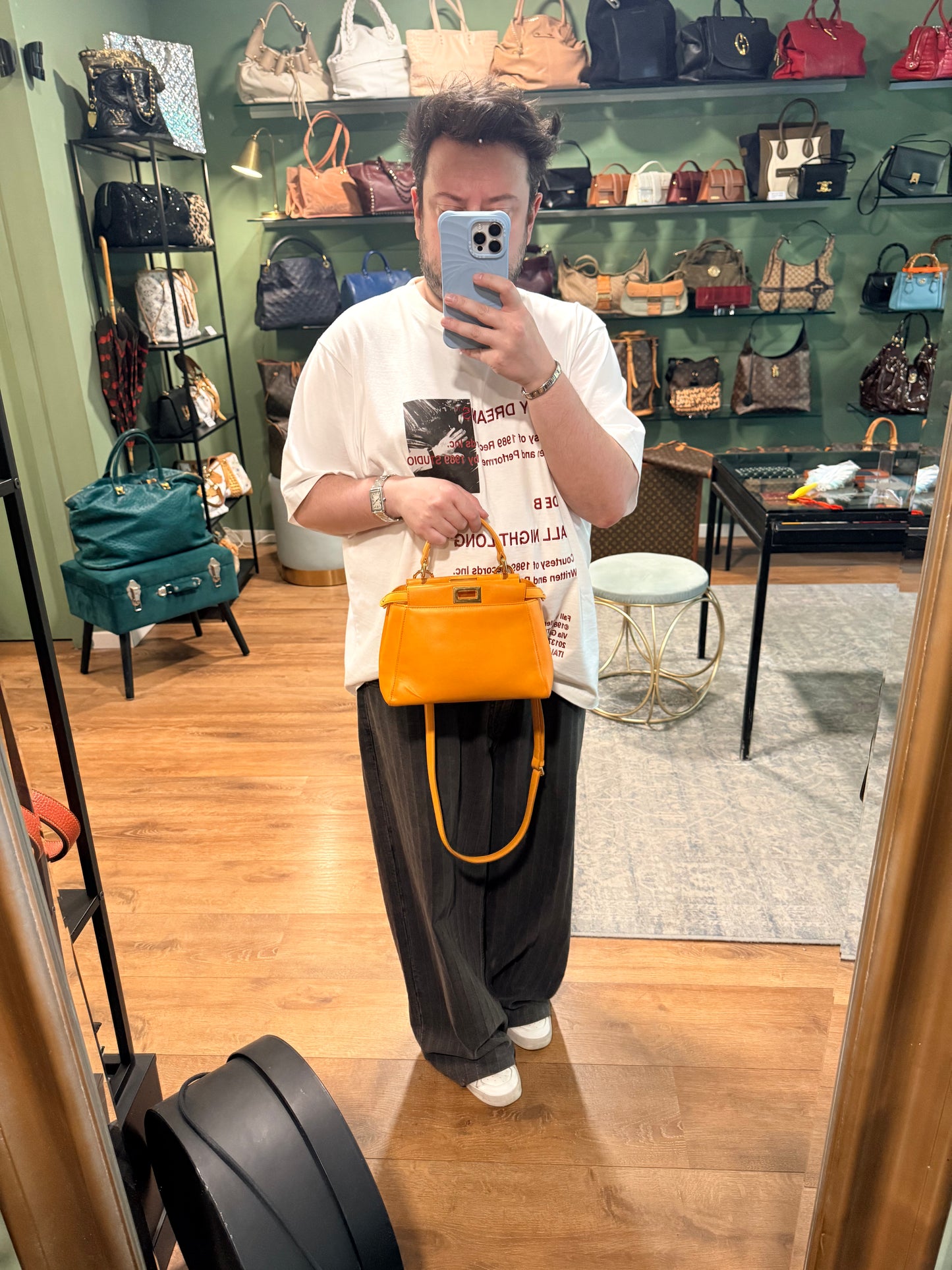 FENDI ORANGE SMALL PEEKABOO HANDBAG