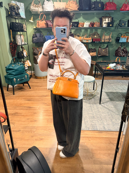 FENDI ORANGE SMALL PEEKABOO HANDBAG