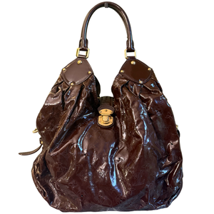 LOUIS VUITTON BROWN PATENT MAHINA HANDBAG