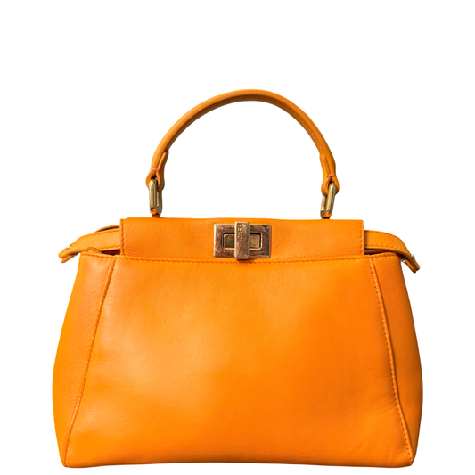 FENDI ORANGE SMALL PEEKABOO HANDBAG