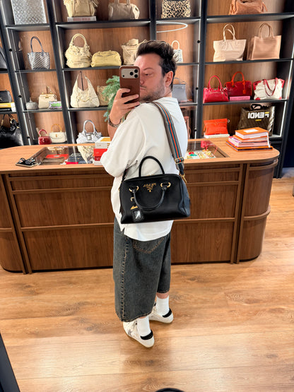 PRADA BLACK MEDIUM BOSTON HANDBAG
