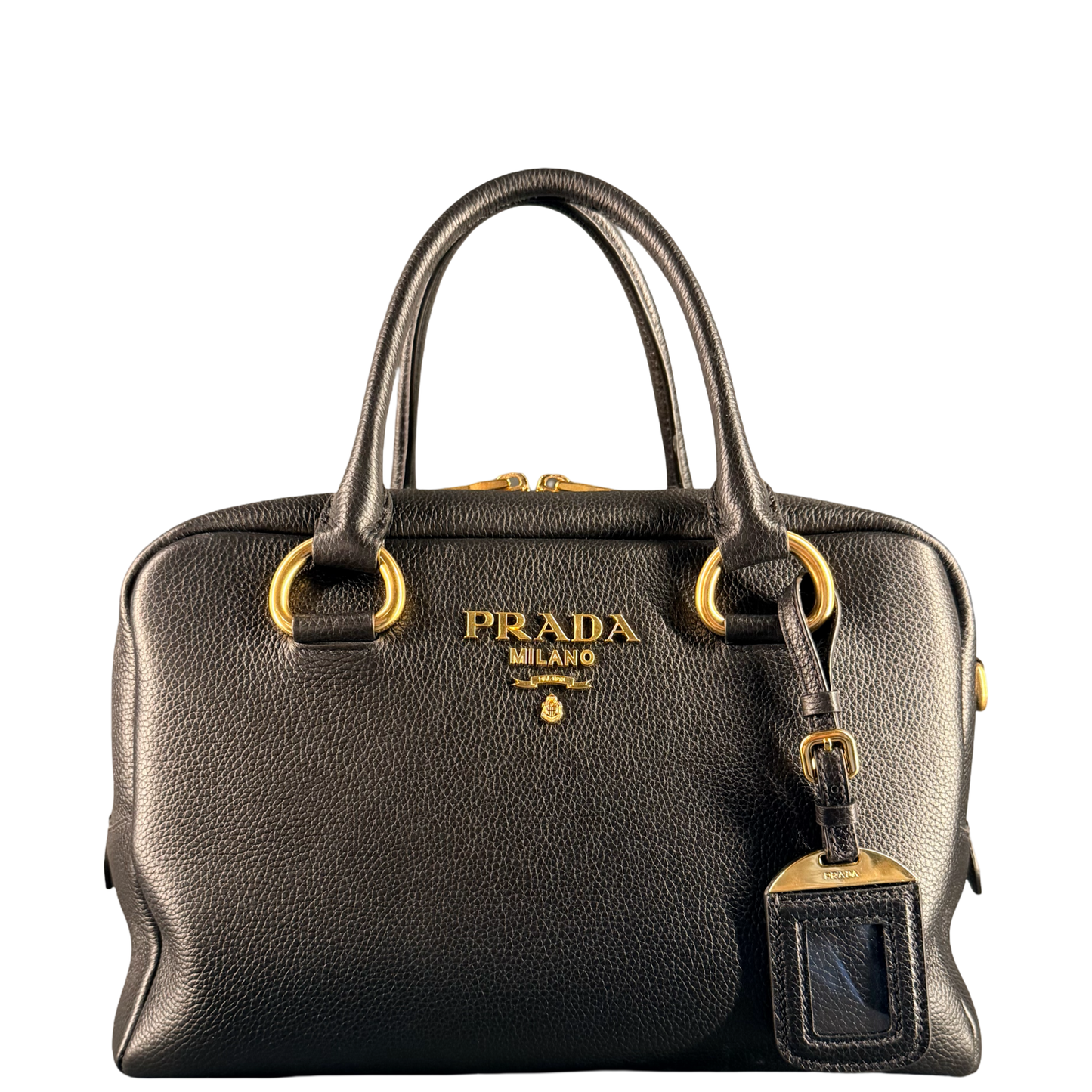 PRADA BLACK MEDIUM BOSTON HANDBAG