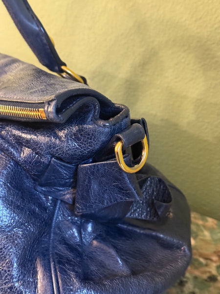 MIU MIU NAVY BOW BOSTON BAG