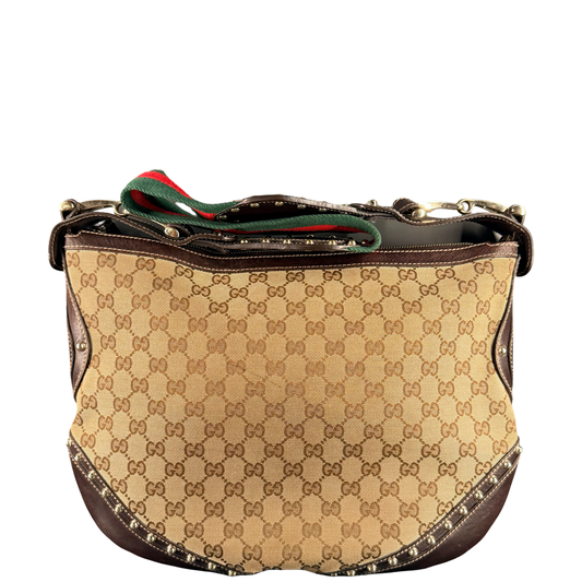 GUCCI BROWN GG CANVAS MEDIUM PELHAM SHOULDER BAG