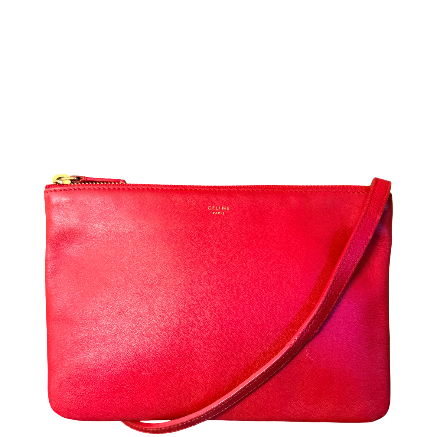 CÈLINE RED SMALL TRIO CROSSBODY BAG