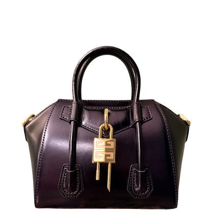 GIVENCHY BLACK MINI ANTIGONA LOCK HANDBAG