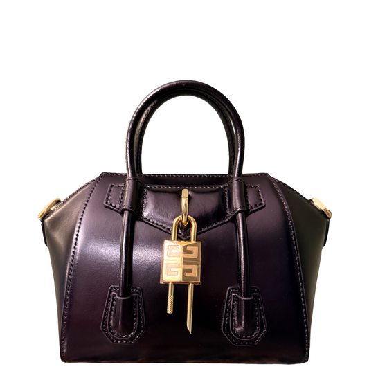 GIVENCHY BLACK MINI ANTIGONA LOCK HANDBAG