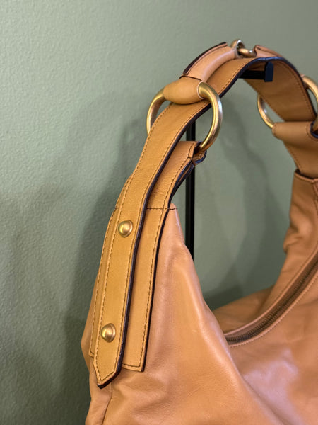 GUCCI TAN LEATHER SMALL HORSEBIT HOBO BAG