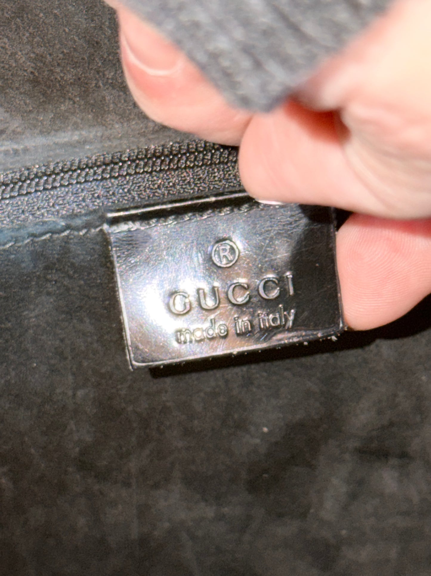 GUCCI BY TOM FORD BLACK MONOGRAM RING BUCKET BAG