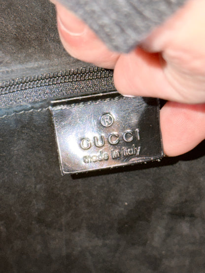 GUCCI BY TOM FORD BLACK MONOGRAM RING BUCKET BAG