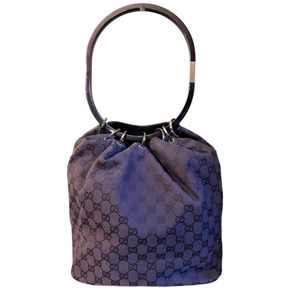 GUCCI BY TOM FORD BLACK MONOGRAM RING BUCKET BAG