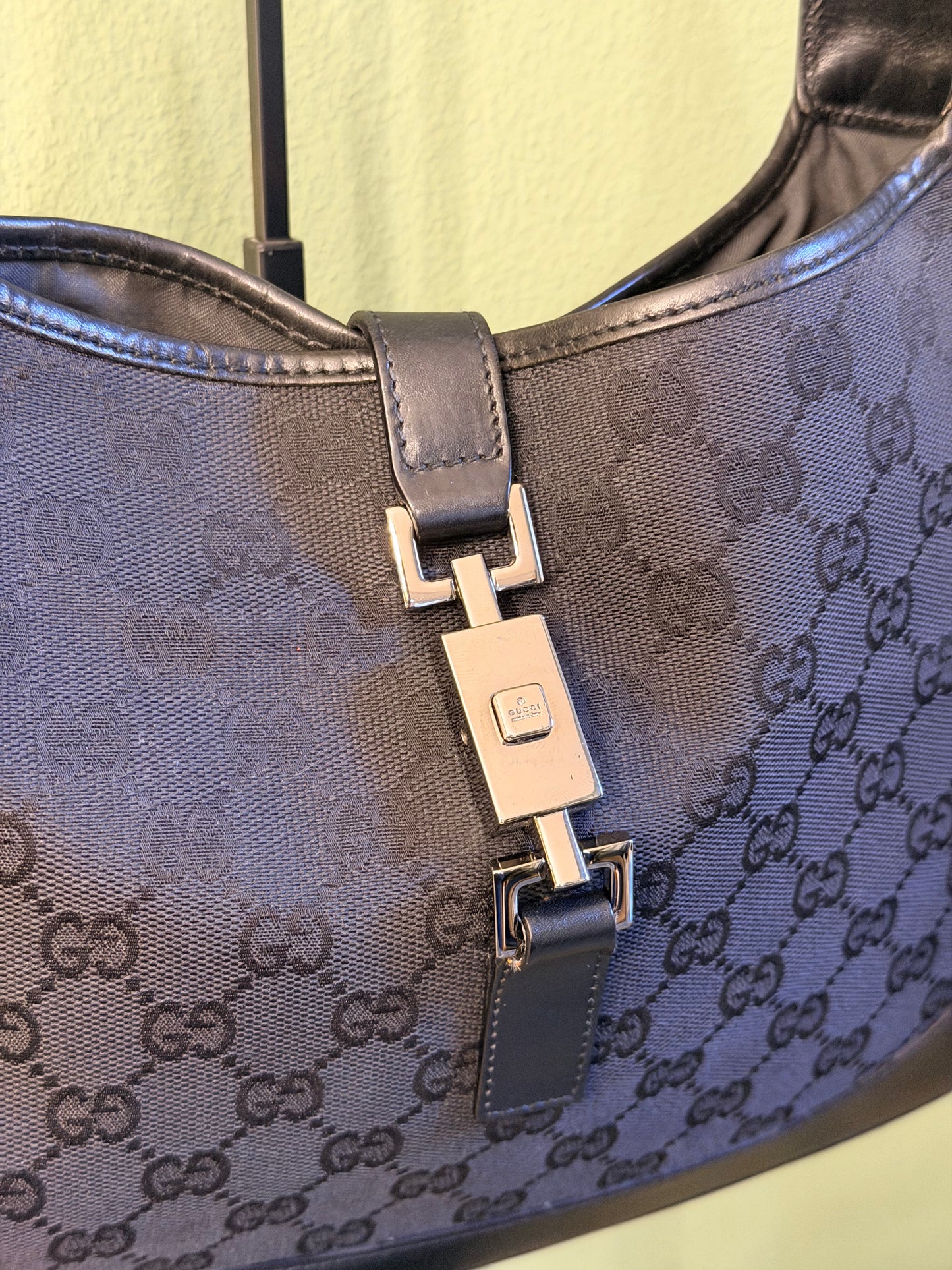 GUCCI BY TOM FORD BLACK MONOGRAM JACKIE SHOULDER BAG