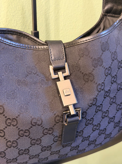 GUCCI BY TOM FORD BLACK MONOGRAM JACKIE SHOULDER BAG