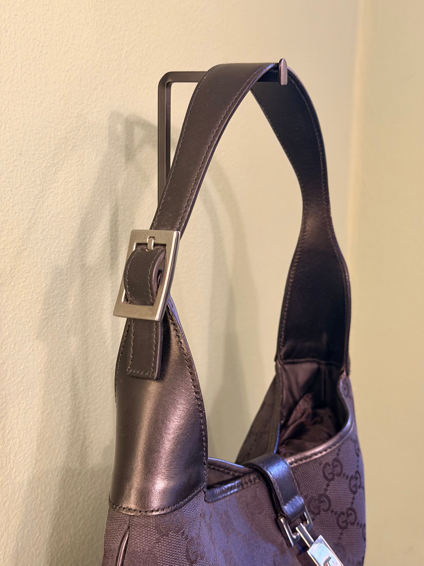 GUCCI BY TOM FORD BLACK MONOGRAM JACKIE SHOULDER BAG