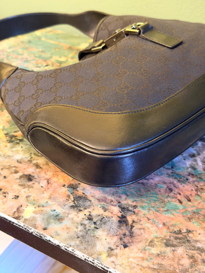 GUCCI BY TOM FORD BLACK MONOGRAM JACKIE SHOULDER BAG