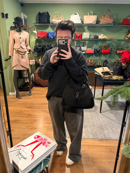 GUCCI BY TOM FORD BLACK MONOGRAM JACKIE SHOULDER BAG