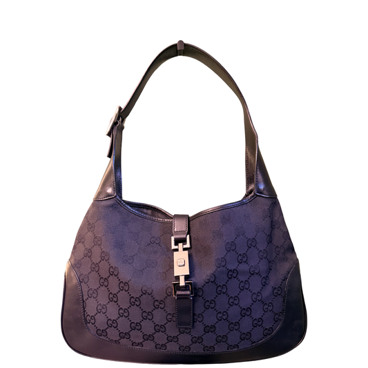 GUCCI BY TOM FORD BLACK MONOGRAM JACKIE SHOULDER BAG