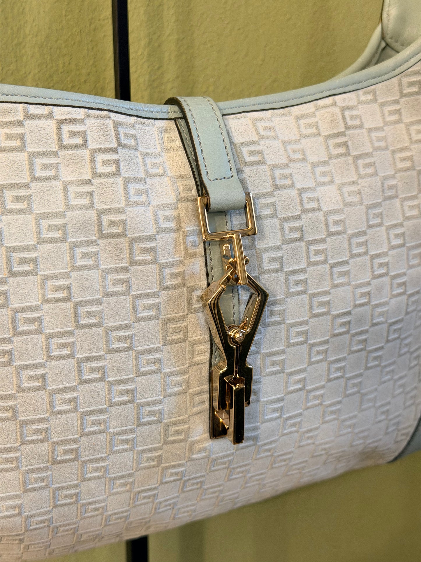 GUCCI BY TOM FORD LIGHT BLUE SUEDE JACKIE BOUVIER SHOULDER BAG