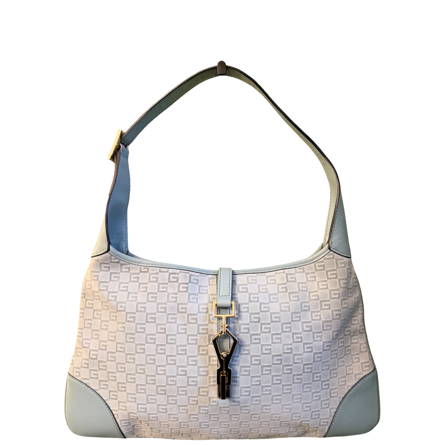 GUCCI BY TOM FORD LIGHT BLUE SUEDE JACKIE BOUVIER SHOULDER BAG