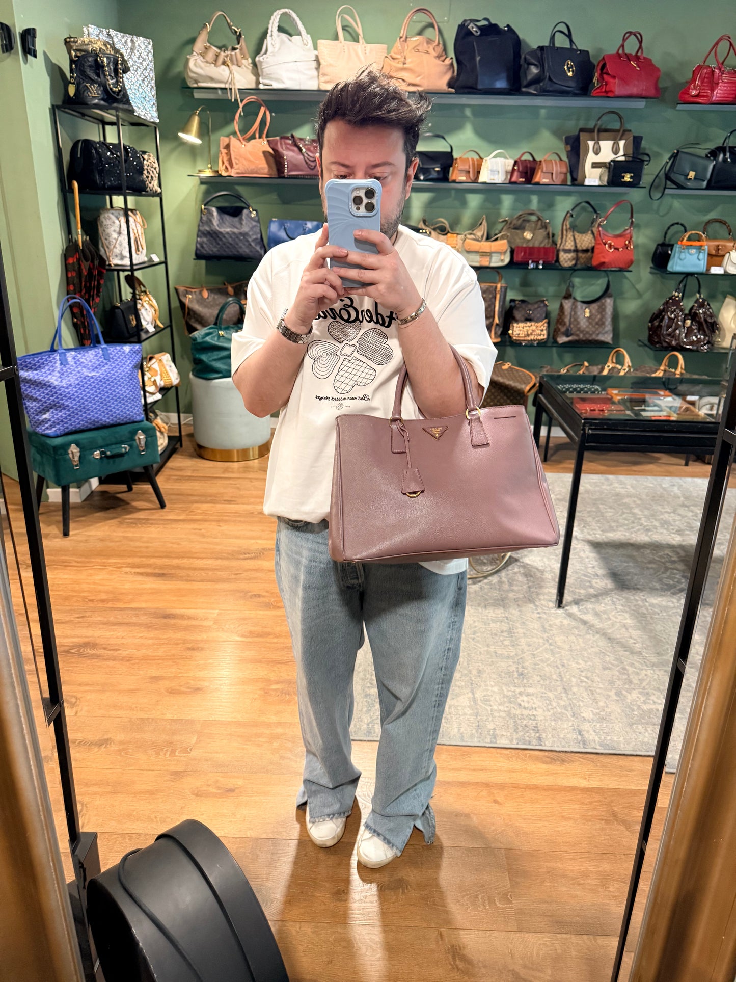 PRADA PURPLE LARGE GALLERIA HANDBAG