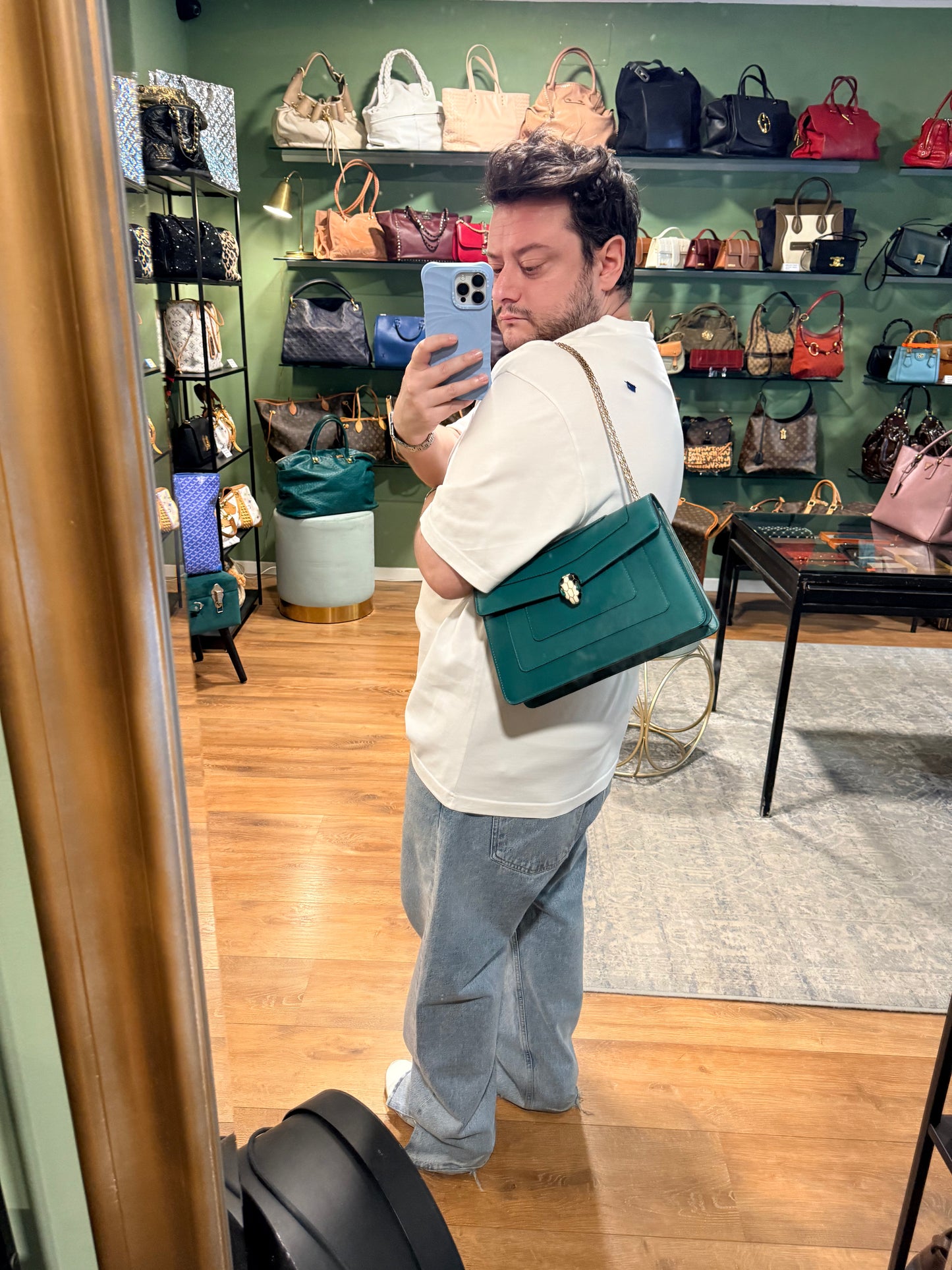 BULGARI GREEN MEDIUM SERPENTI SHOULDER BAG