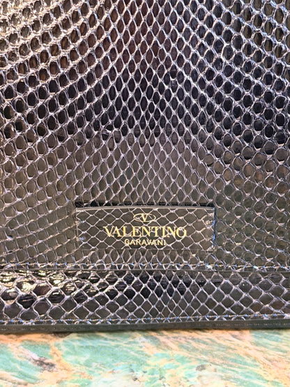 VALENTINO NAVY SNAKE SKIN W/ FRINGE LARGE SHOULDER BAG