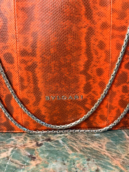 BULGARI ORANGE SNAKE SKIN MEDIUM SERPENTI SHOULDER BAG