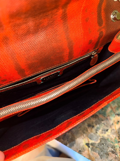 BULGARI ORANGE SNAKE SKIN MEDIUM SERPENTI SHOULDER BAG