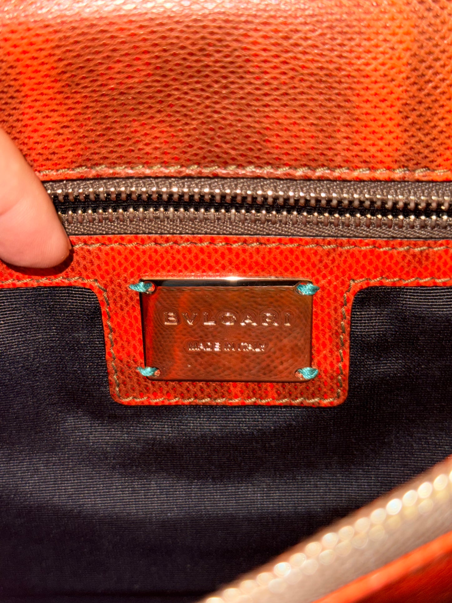 BULGARI ORANGE SNAKE SKIN MEDIUM SERPENTI SHOULDER BAG