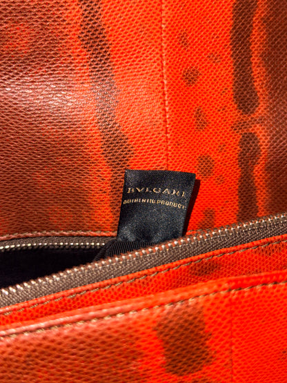 BULGARI ORANGE SNAKE SKIN MEDIUM SERPENTI SHOULDER BAG