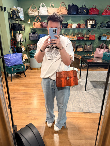 BULGARI ORANGE SNAKE SKIN MEDIUM SERPENTI SHOULDER BAG
