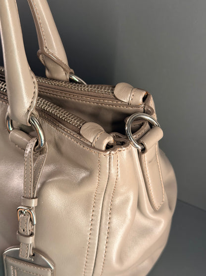PRADA GRAY SOFT CALF TWO WAY HANDBAG