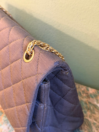 CHANEL GREEN JERSEY MAXI 2.55 REISSUE SHOULDER BAG