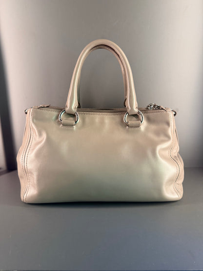 PRADA GRAY SOFT CALF TWO WAY HANDBAG