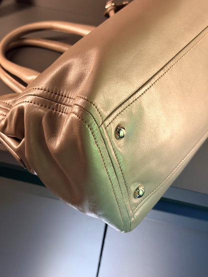 PRADA GRAY SOFT CALF TWO WAY HANDBAG