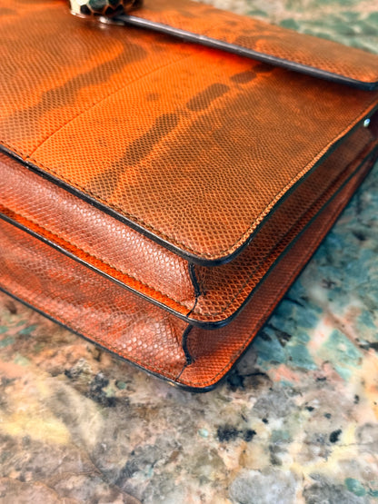 BULGARI ORANGE SNAKE SKIN MEDIUM SERPENTI SHOULDER BAG