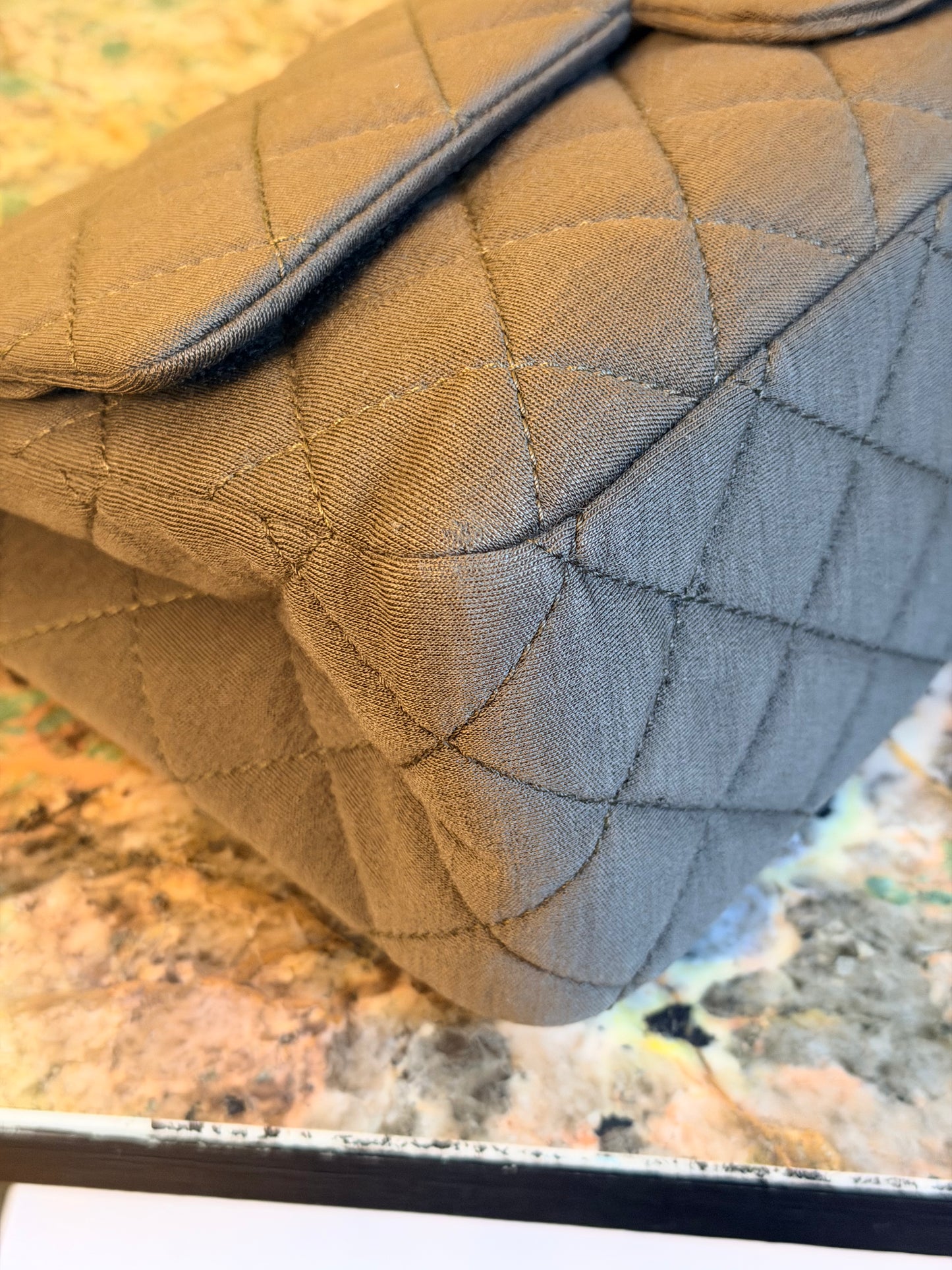 CHANEL GREEN JERSEY MAXI 2.55 REISSUE SHOULDER BAG