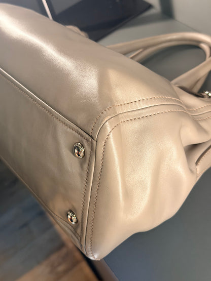 PRADA GRAY SOFT CALF TWO WAY HANDBAG