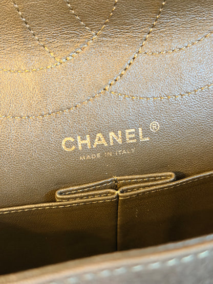 CHANEL GREEN JERSEY MAXI 2.55 REISSUE SHOULDER BAG