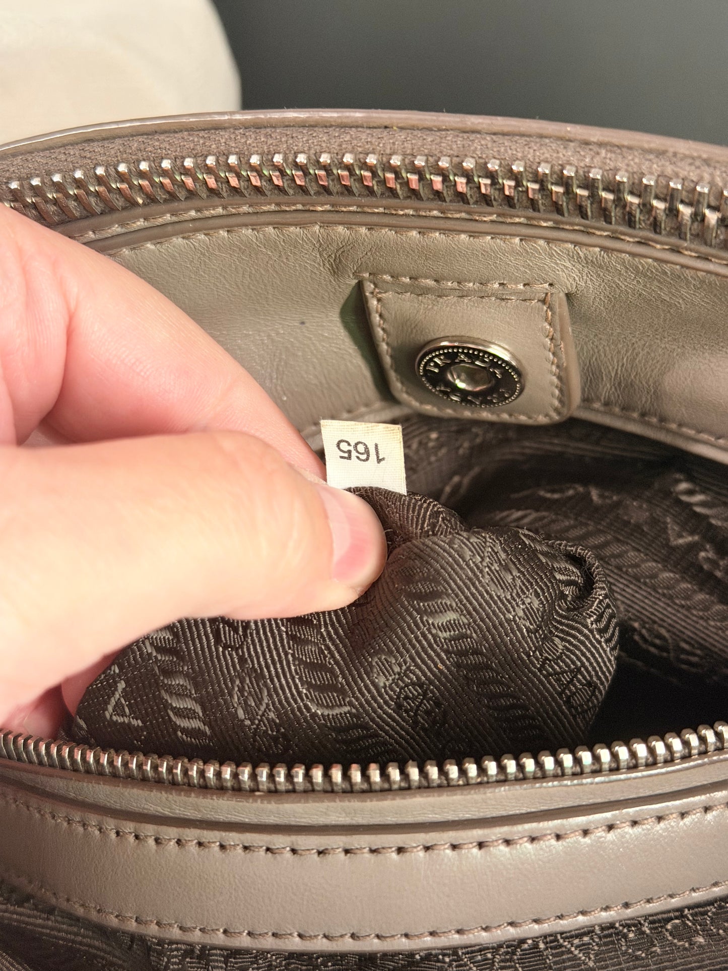 PRADA GRAY SOFT CALF TWO WAY HANDBAG