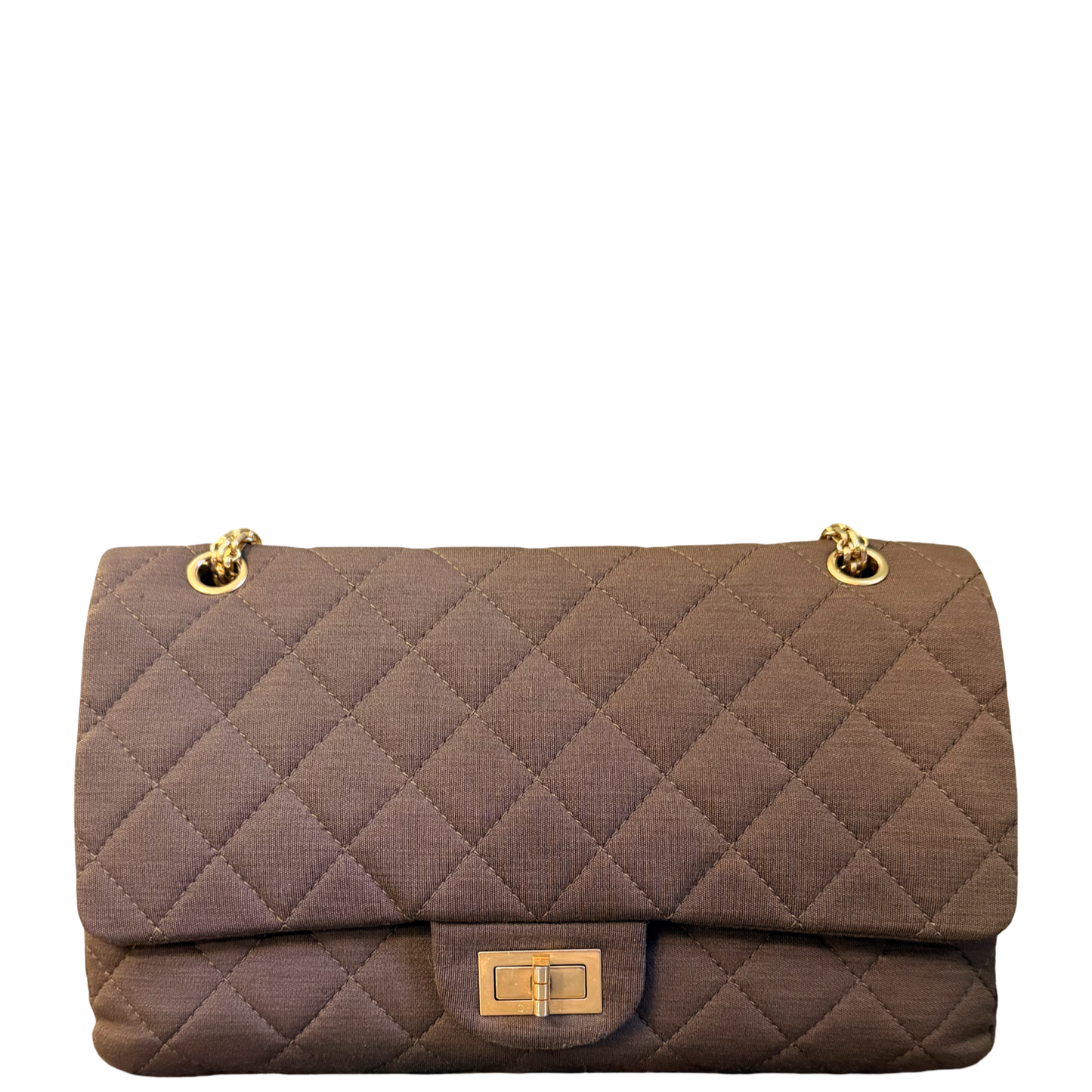 CHANEL GREEN JERSEY MAXI 2.55 REISSUE SHOULDER BAG