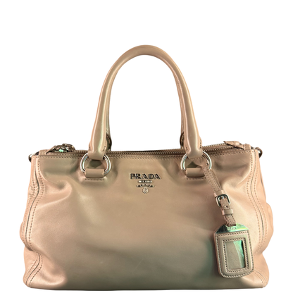 PRADA GRAY SOFT CALF TWO WAY HANDBAG