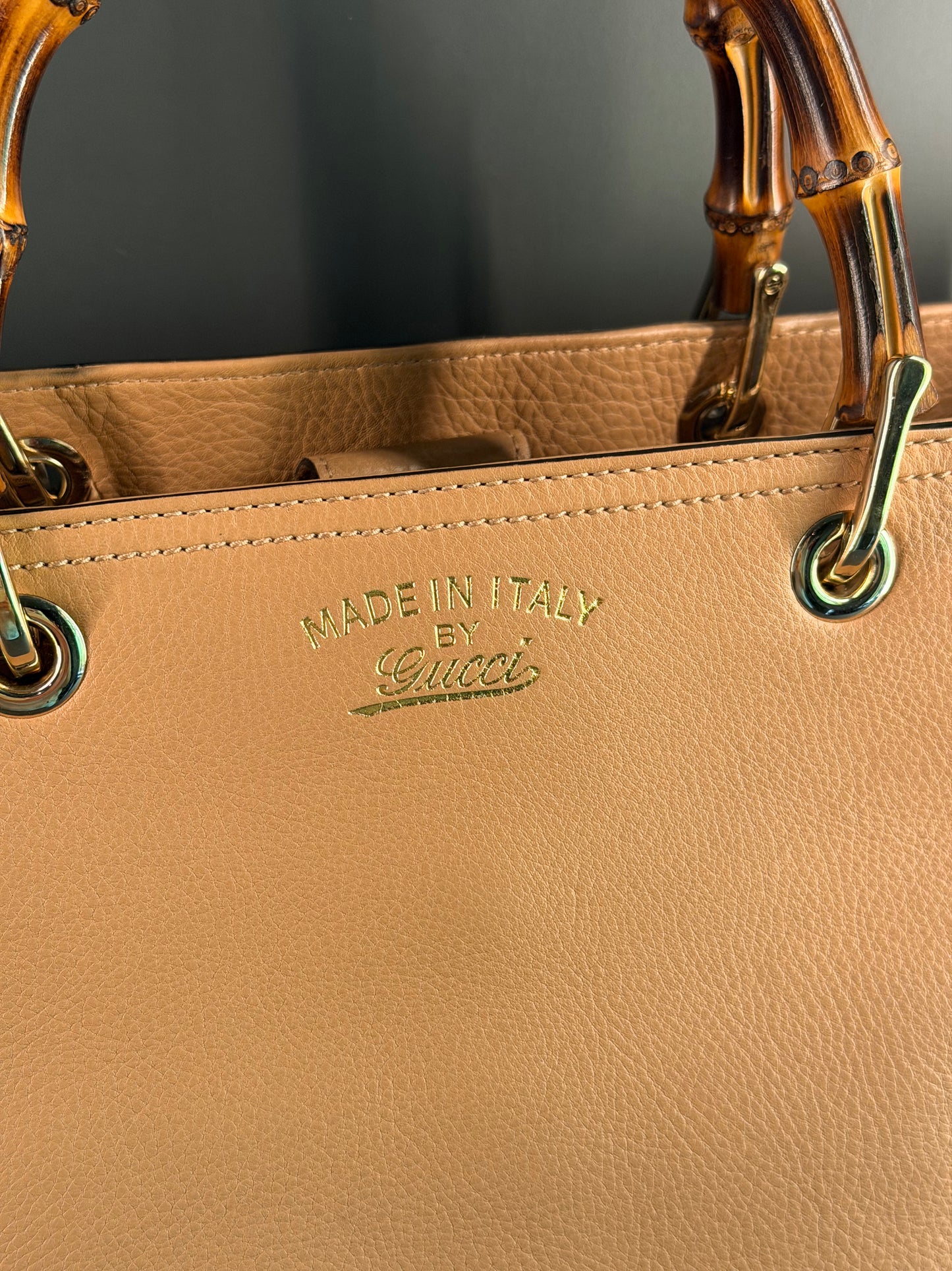 GUCCI BEIGE MEDIUM BAMBOO SHOPPER TOTE