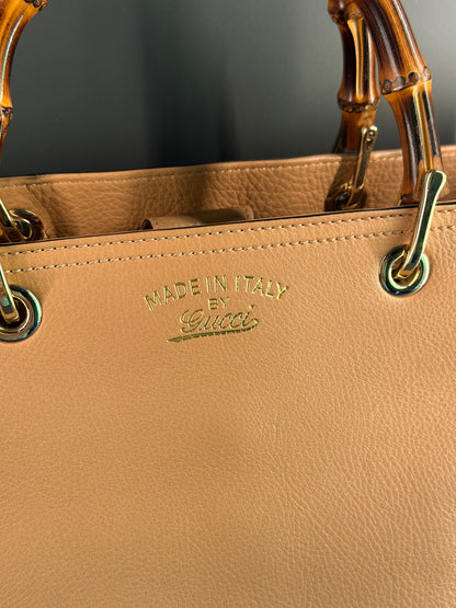 GUCCI BEIGE MEDIUM BAMBOO SHOPPER TOTE