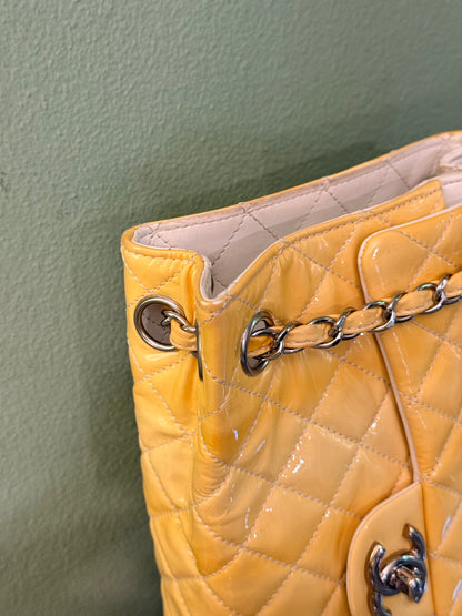 CHANEL YELLOW PATENT VERTICAL TIMELESS SHOULDER BAG