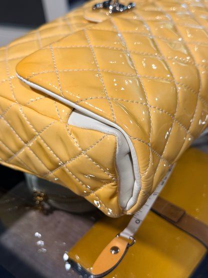CHANEL YELLOW PATENT VERTICAL TIMELESS SHOULDER BAG