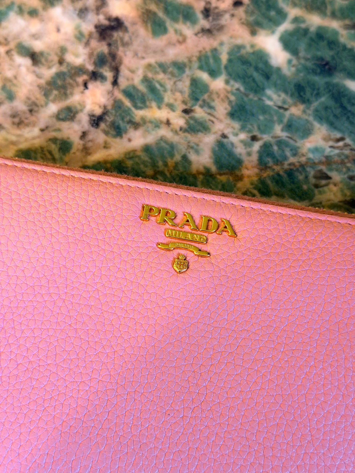 PRADA PINK LARGE ZIP AROUND WALLET