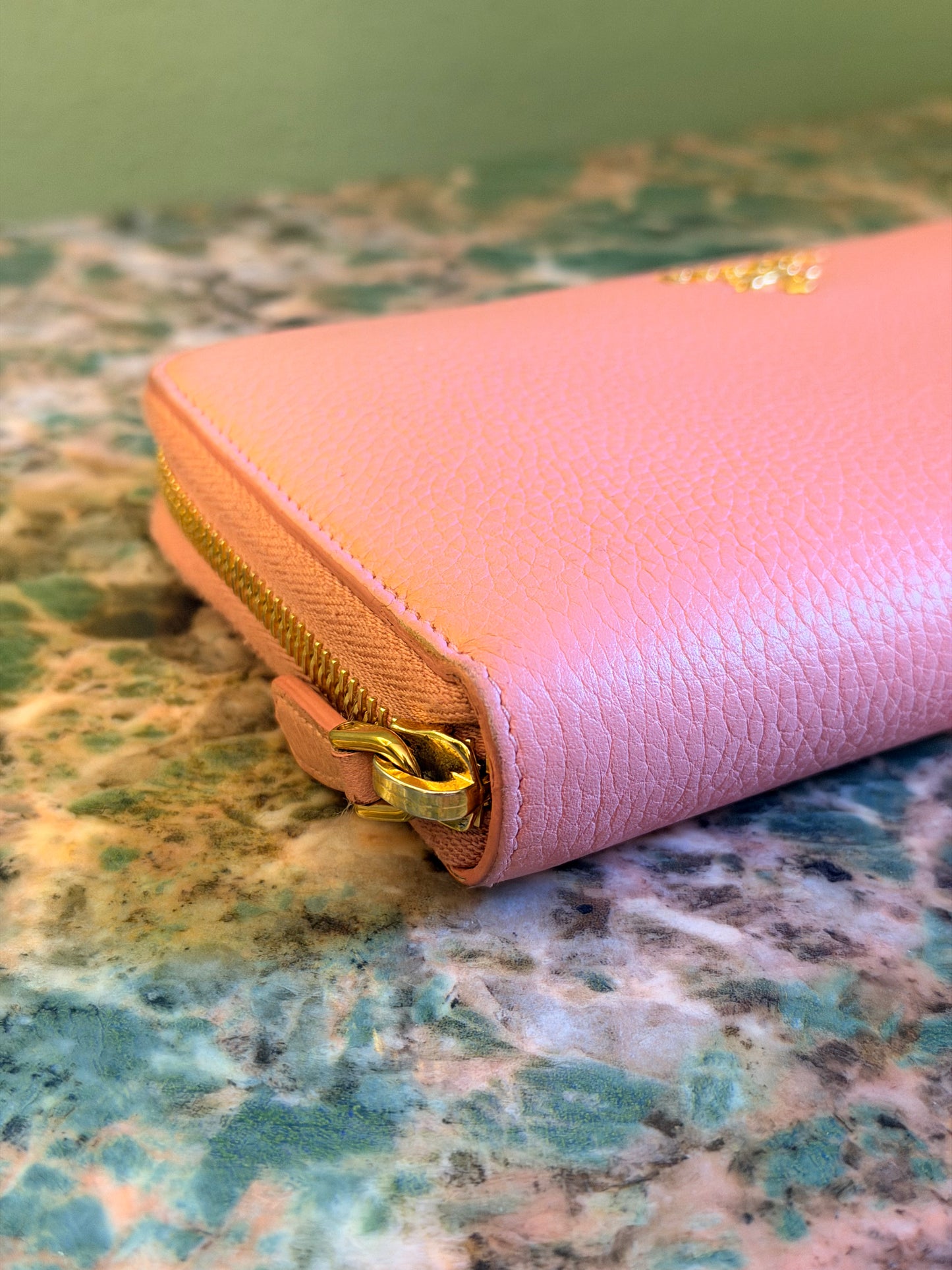 PRADA PINK LARGE ZIP AROUND WALLET