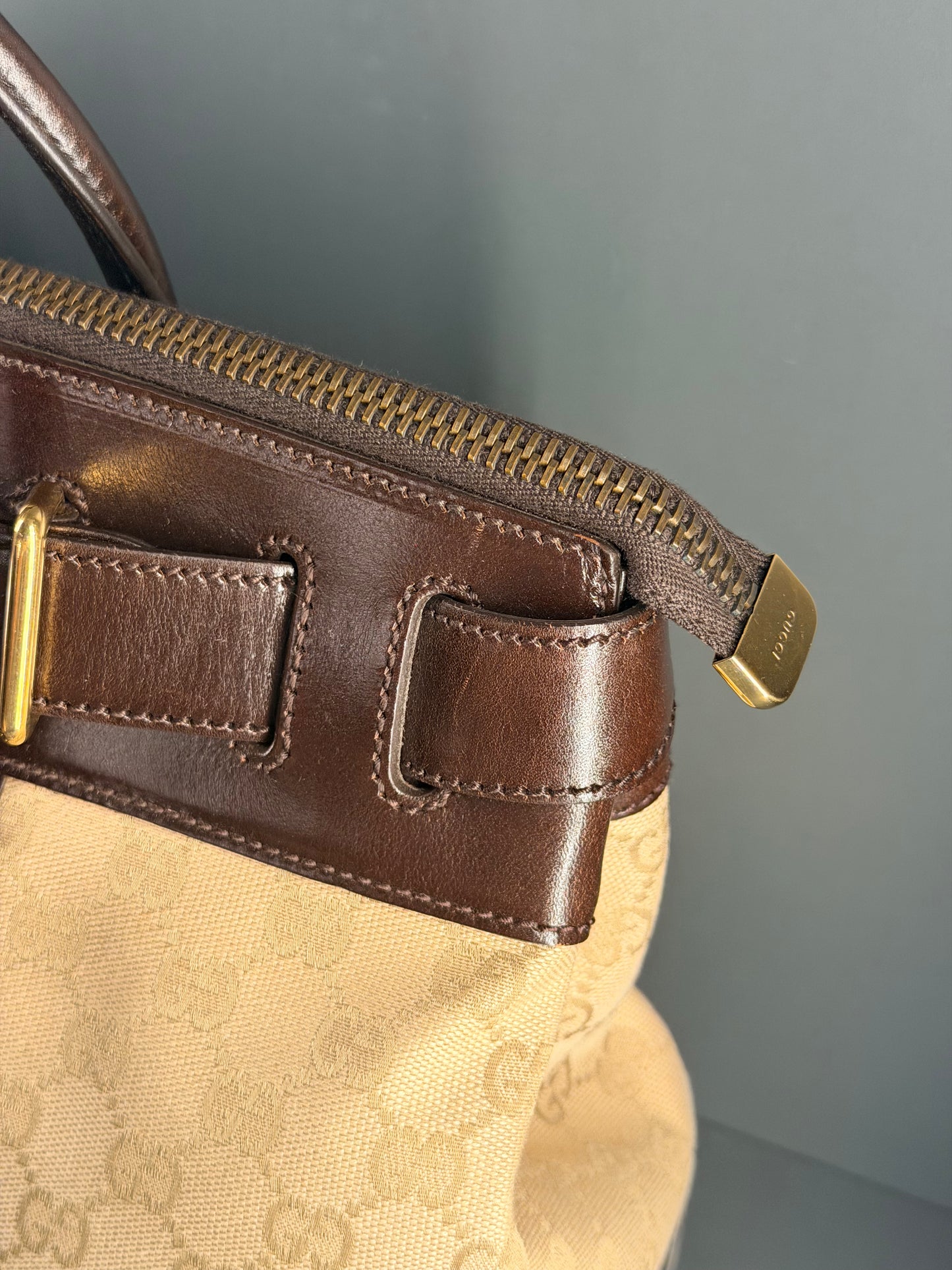 GUCCI GG CANVAS AND CROC EMBOSSED SECRET HANDBAG