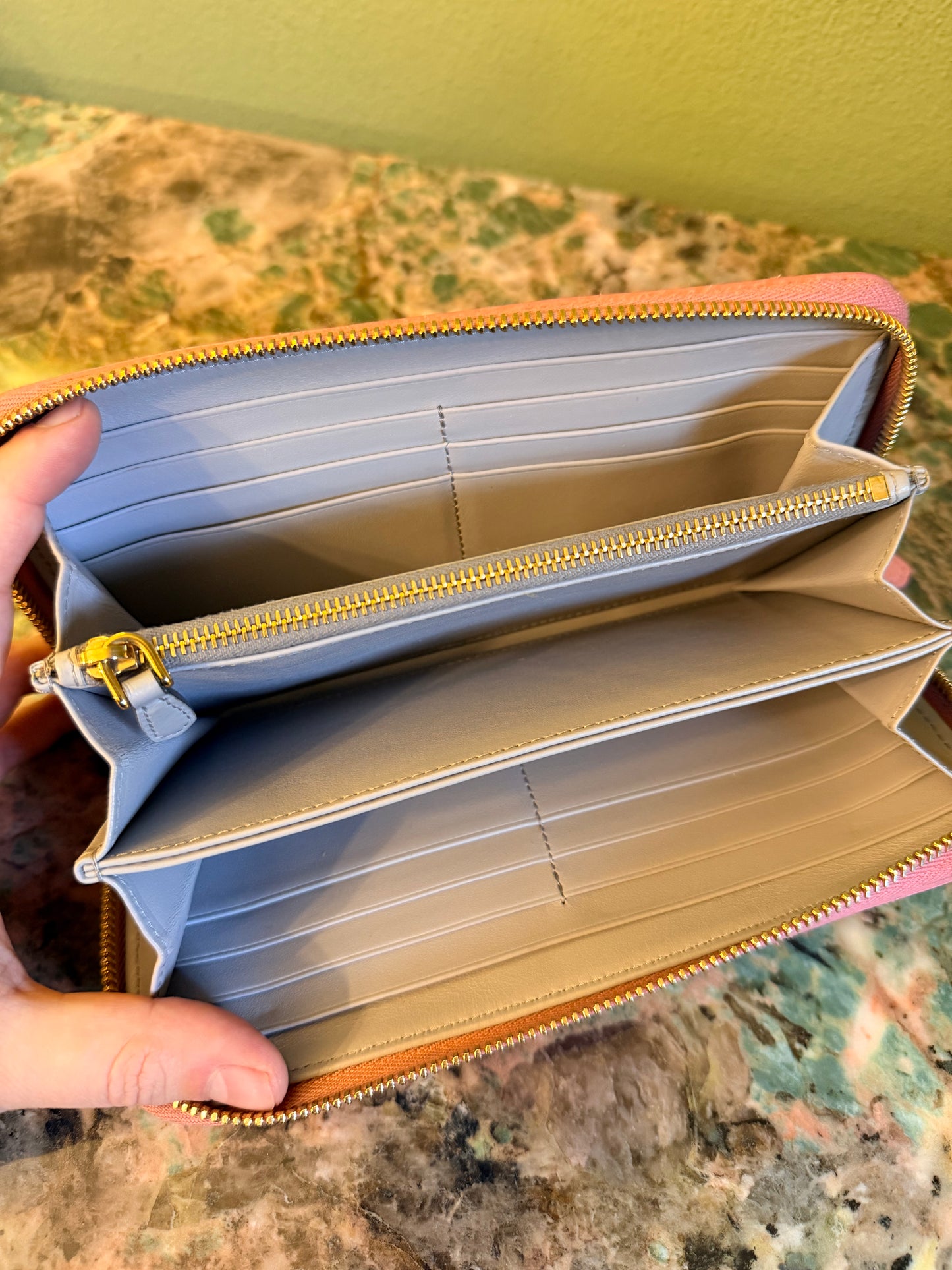 PRADA PINK LARGE ZIP AROUND WALLET